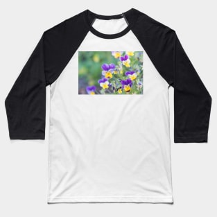 Pretty Little Purple and Yellow Pansies Springtime Baseball T-Shirt